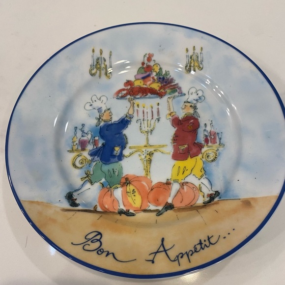 William Sonoma, French chef, cooking salad, dessert plates - Picture 4 of 11